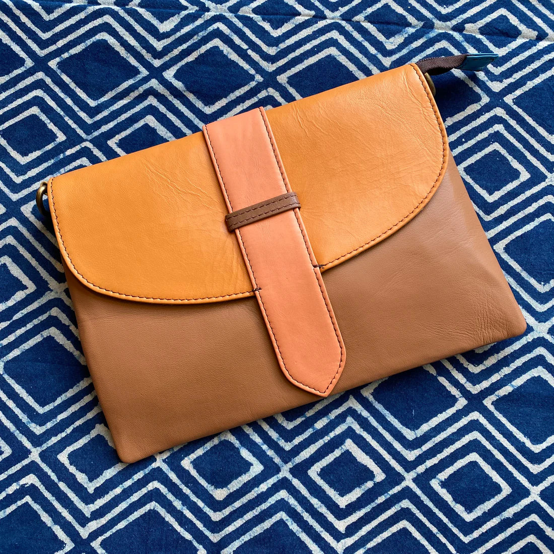 Recycled Camel Leather Envelope Purse