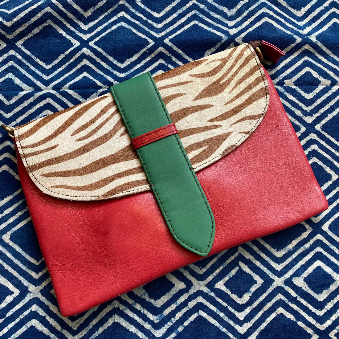 Recycled Camel Leather & Fur Envelope Purse